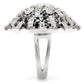 MA1W029 - Rhodium Brass Ring with AAA Grade CZ  in Black Diamond