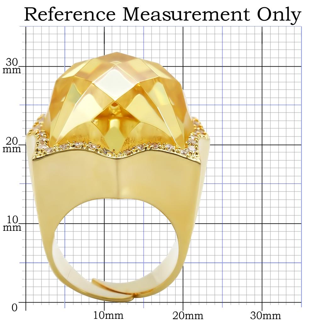 MA1W030 - Gold Brass Ring with AAA Grade CZ  in Citrine Yellow