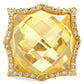 MA1W030 - Gold Brass Ring with AAA Grade CZ  in Citrine Yellow