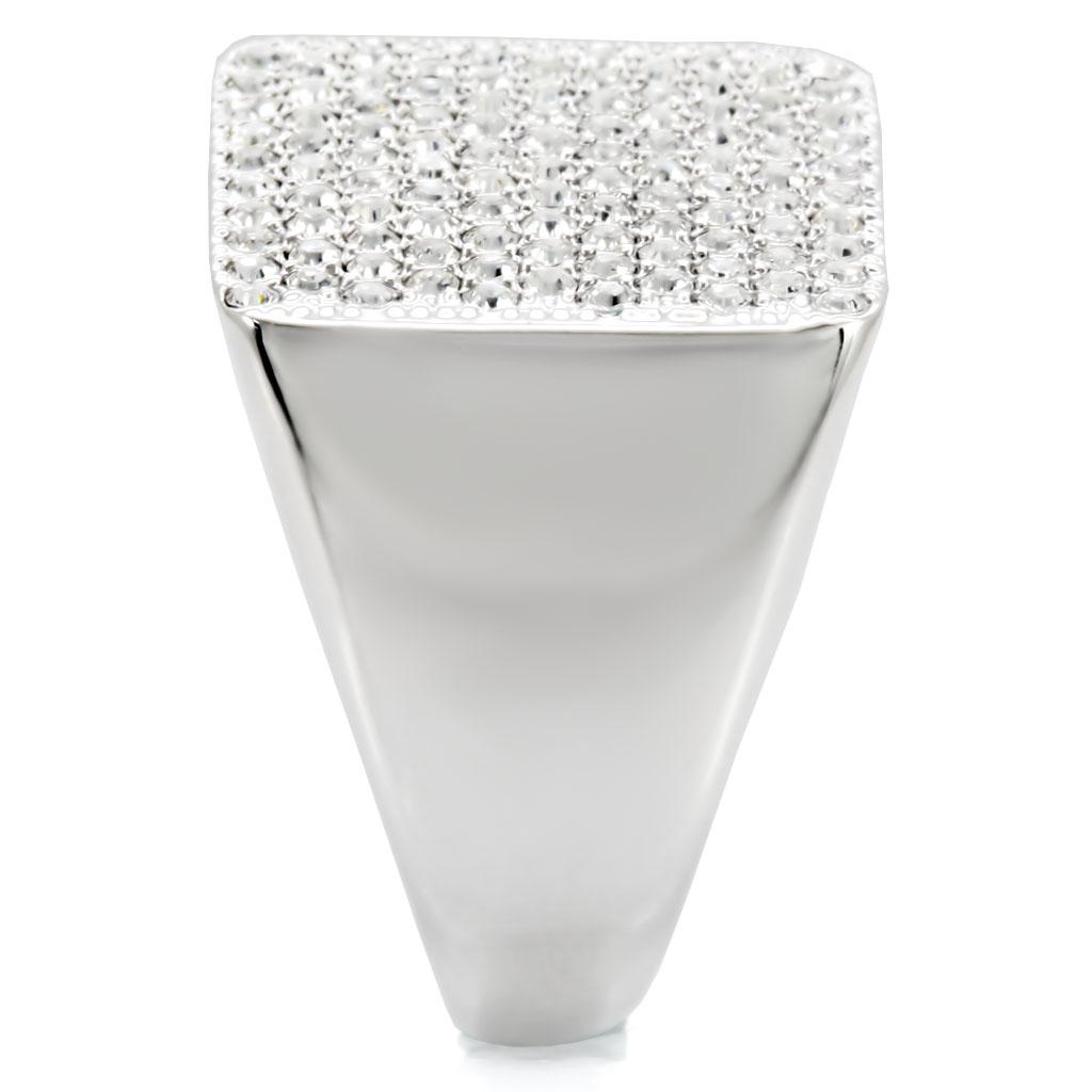 MA1W035 - Rhodium Brass Ring with Top Grade Crystal  in Clear