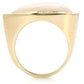 MA1W043 - Gold Brass Ring with Synthetic Synthetic Glass in White