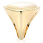 MA1W043 - Gold Brass Ring with Synthetic Synthetic Glass in White