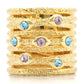 MA1W047 - Gold Brass Ring with Top Grade Crystal  in Multi Color