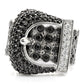 MA1W048 - Rhodium + Ruthenium Brass Ring with AAA Grade CZ  in Black Diamond