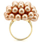 MA1W050 - Gold Brass Ring with Synthetic Pearl in Champagne