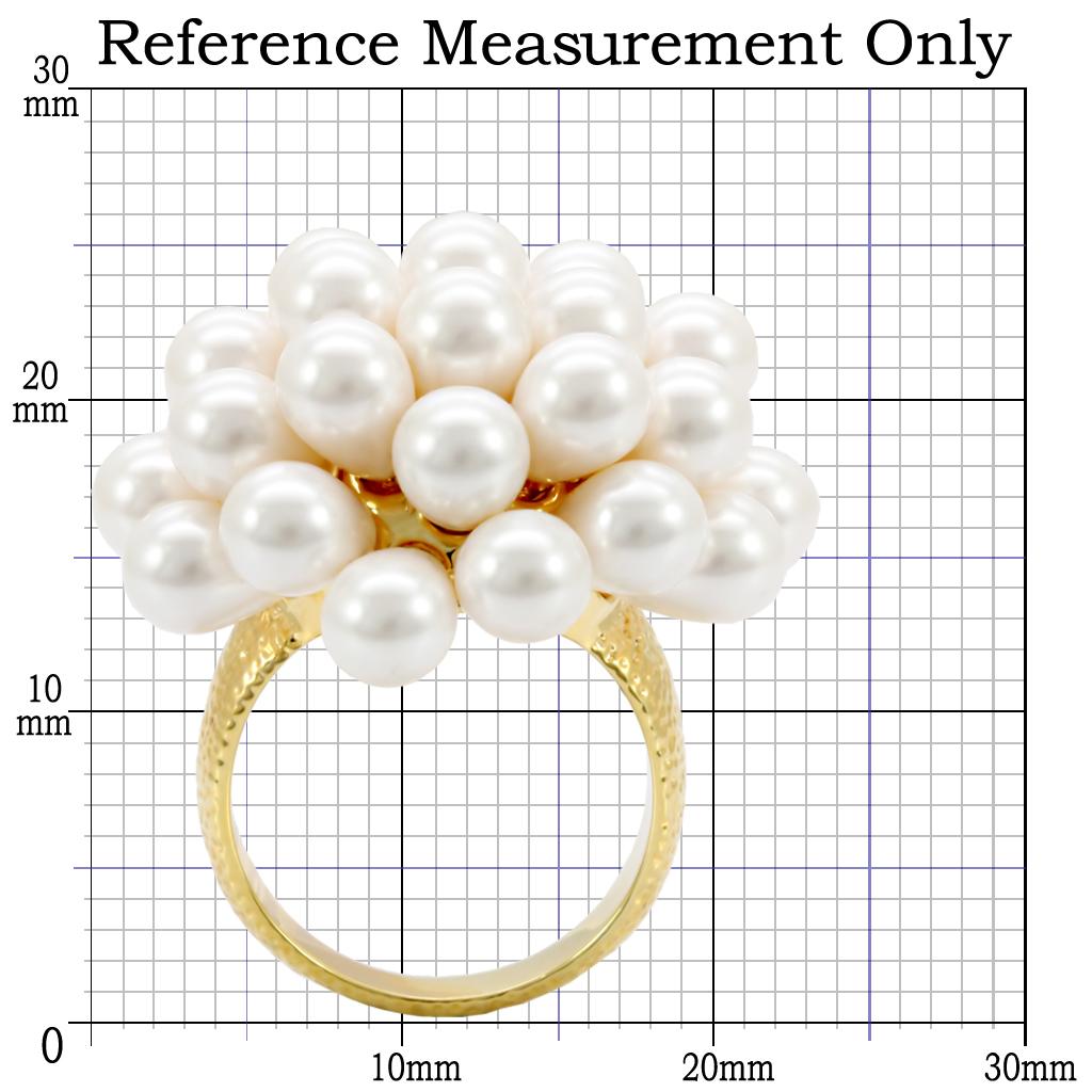 MA1W052 - Gold Brass Ring with Synthetic  in White