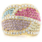 MA1W053 - Gold Brass Ring with Top Grade Crystal  in Multi Color