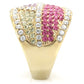 MA1W053 - Gold Brass Ring with Top Grade Crystal  in Multi Color
