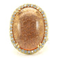 MA1W056 - Gold Brass Ring with Synthetic Synthetic Glass in Champagne