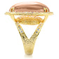 MA1W056 - Gold Brass Ring with Synthetic Synthetic Glass in Champagne