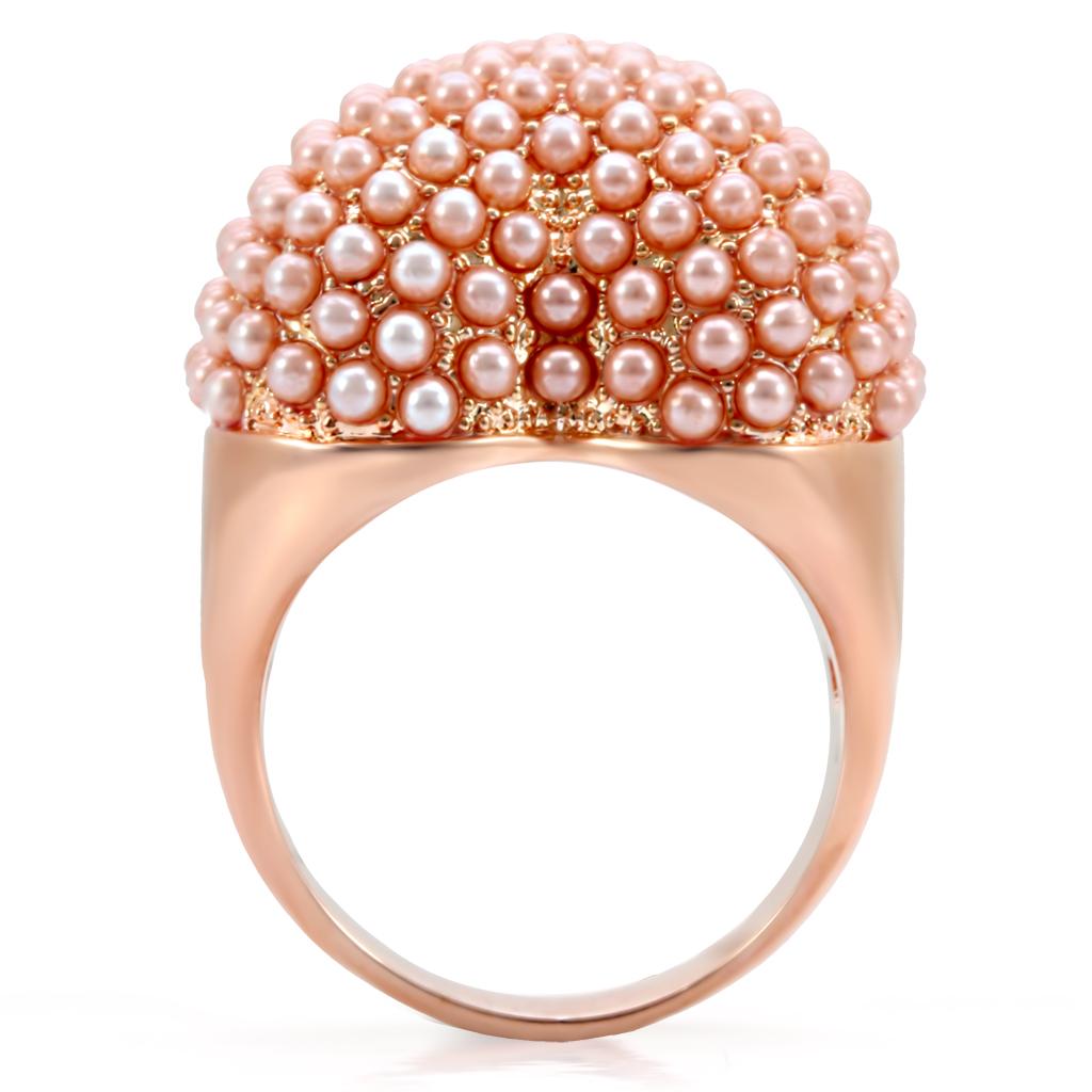 MA1W059 - Rose Gold Brass Ring with Synthetic Pearl in Rose