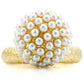 MA1W060 - Gold Brass Ring with Synthetic Pearl in Citrine Yellow
