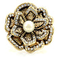 MA1W063 - Gold Brass Ring with Synthetic Pearl in Citrine Yellow