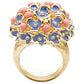 MA1W106 - Gold Brass Ring with Semi-Precious Coral in Rose