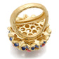 MA1W106 - Gold Brass Ring with Semi-Precious Coral in Rose