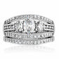 MA1W162 - Rhodium Brass Ring with AAA Grade CZ  in Clear