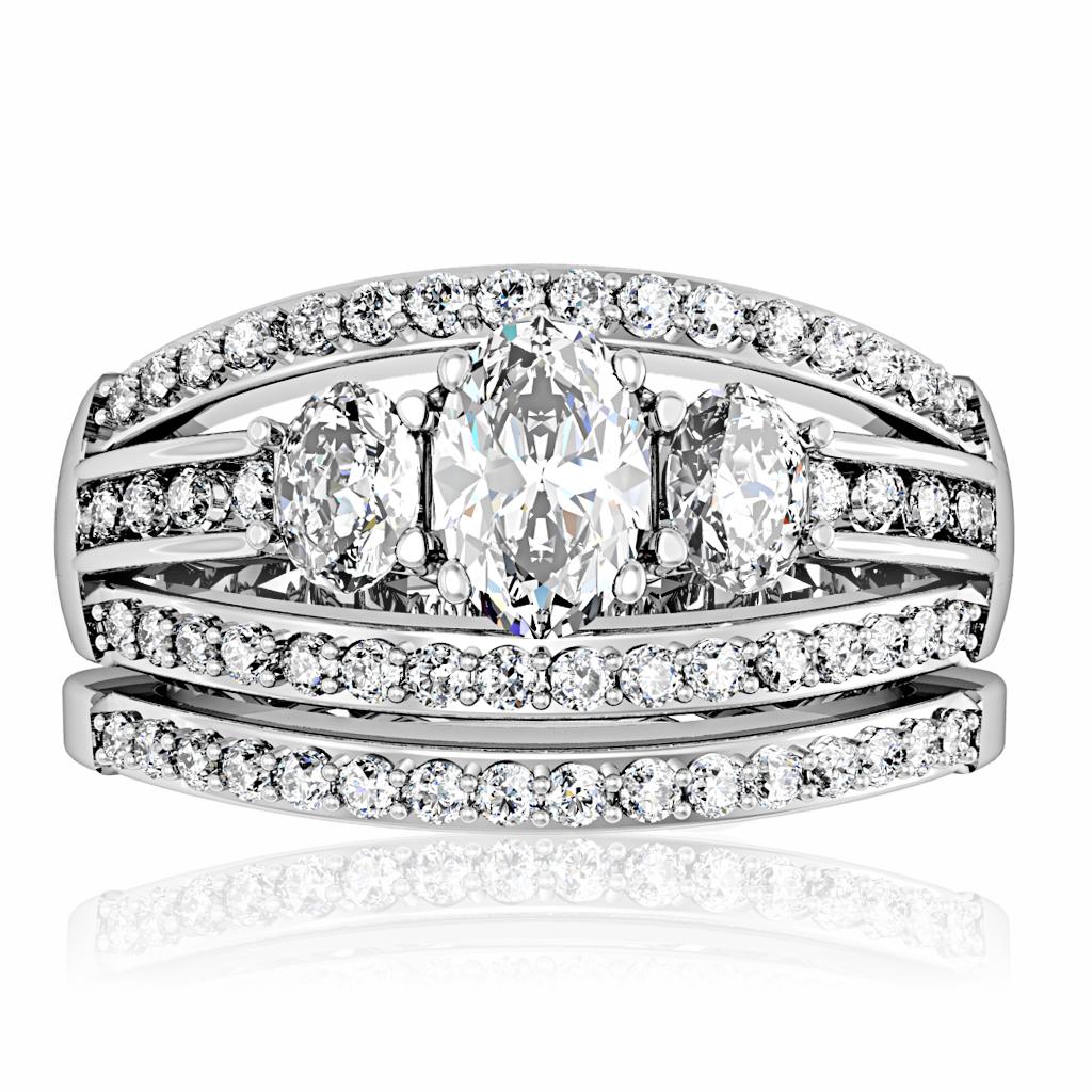 MA1W162 - Rhodium Brass Ring with AAA Grade CZ  in Clear