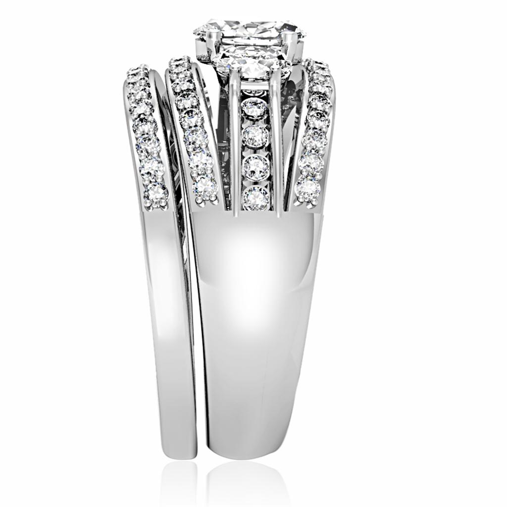 MA1W162 - Rhodium Brass Ring with AAA Grade CZ  in Clear