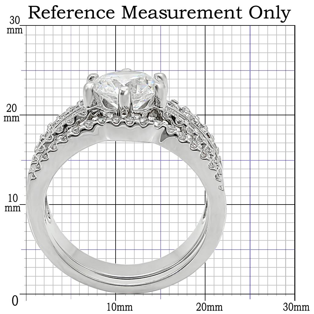 MA1W003 - Rhodium Brass Ring with AAA Grade CZ  in Clear