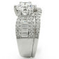 MA1W003 - Rhodium Brass Ring with AAA Grade CZ  in Clear