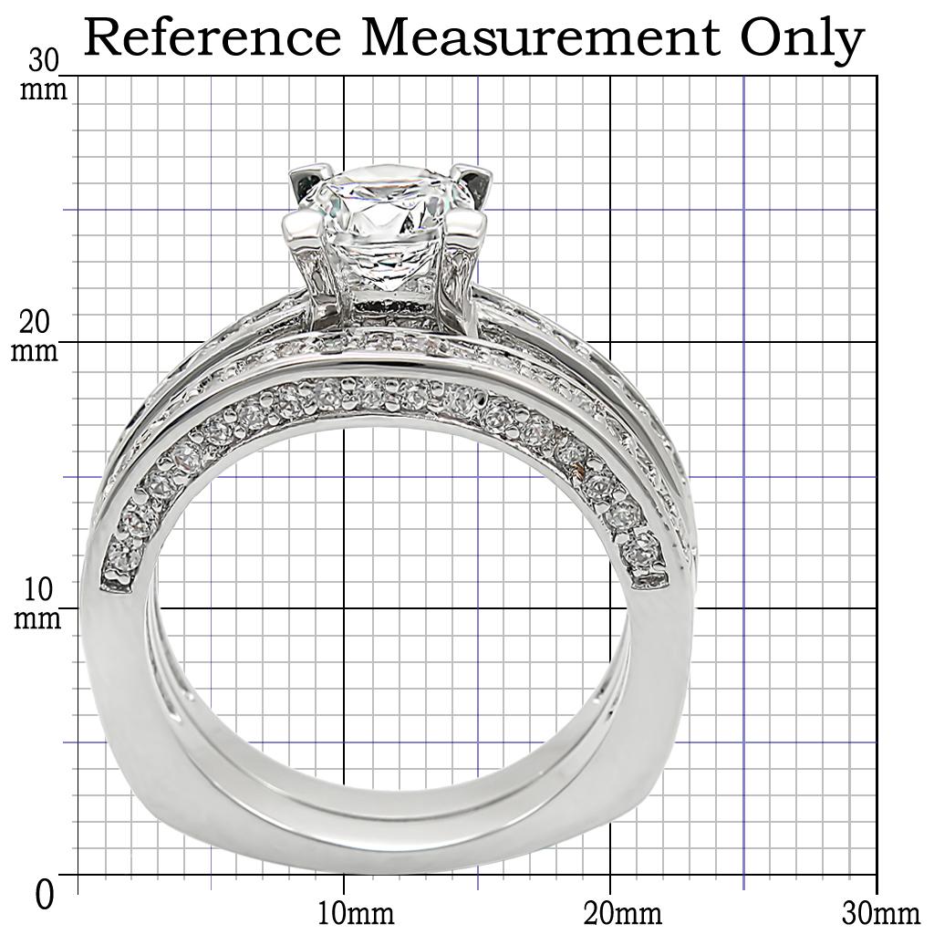 MA1W004 - Rhodium Brass Ring with AAA Grade CZ  in Clear
