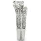 MA1W004 - Rhodium Brass Ring with AAA Grade CZ  in Clear
