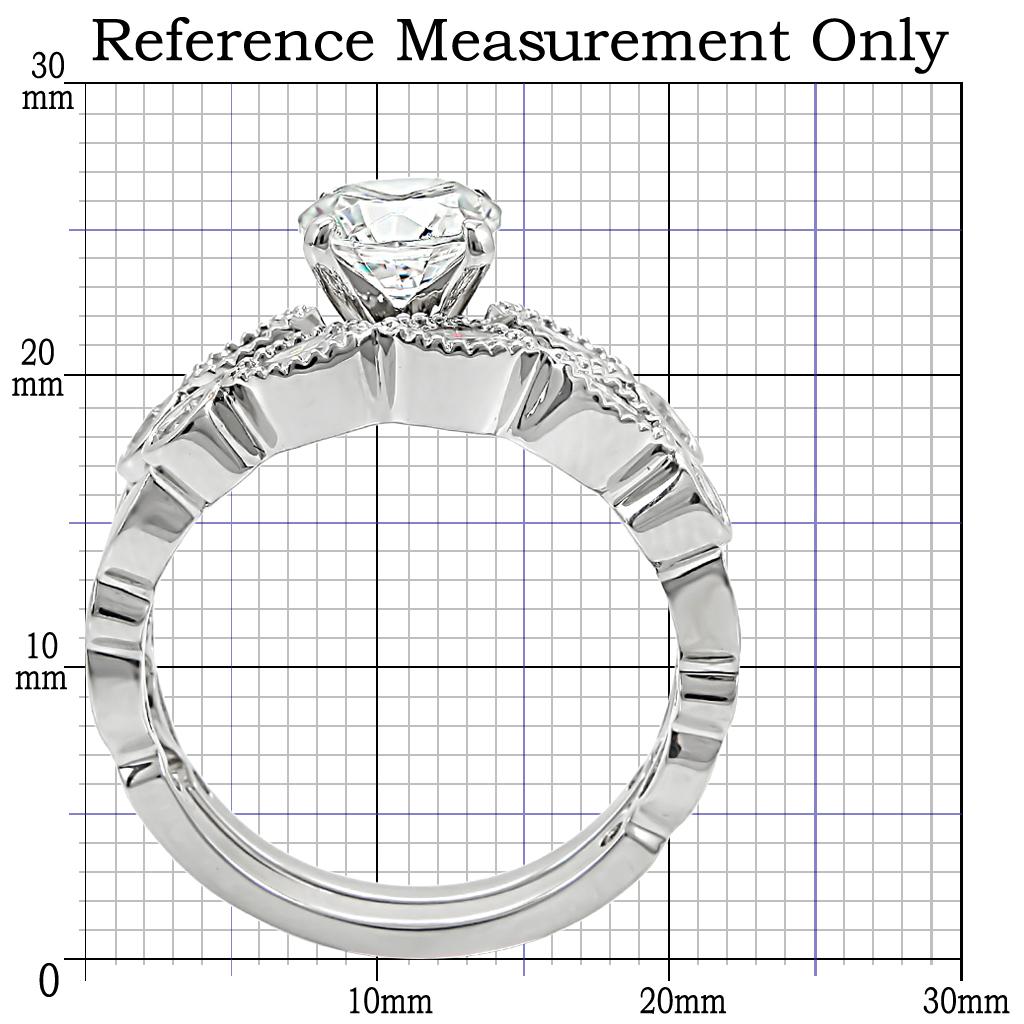 MA1W006 - Rhodium Brass Ring with AAA Grade CZ  in Clear