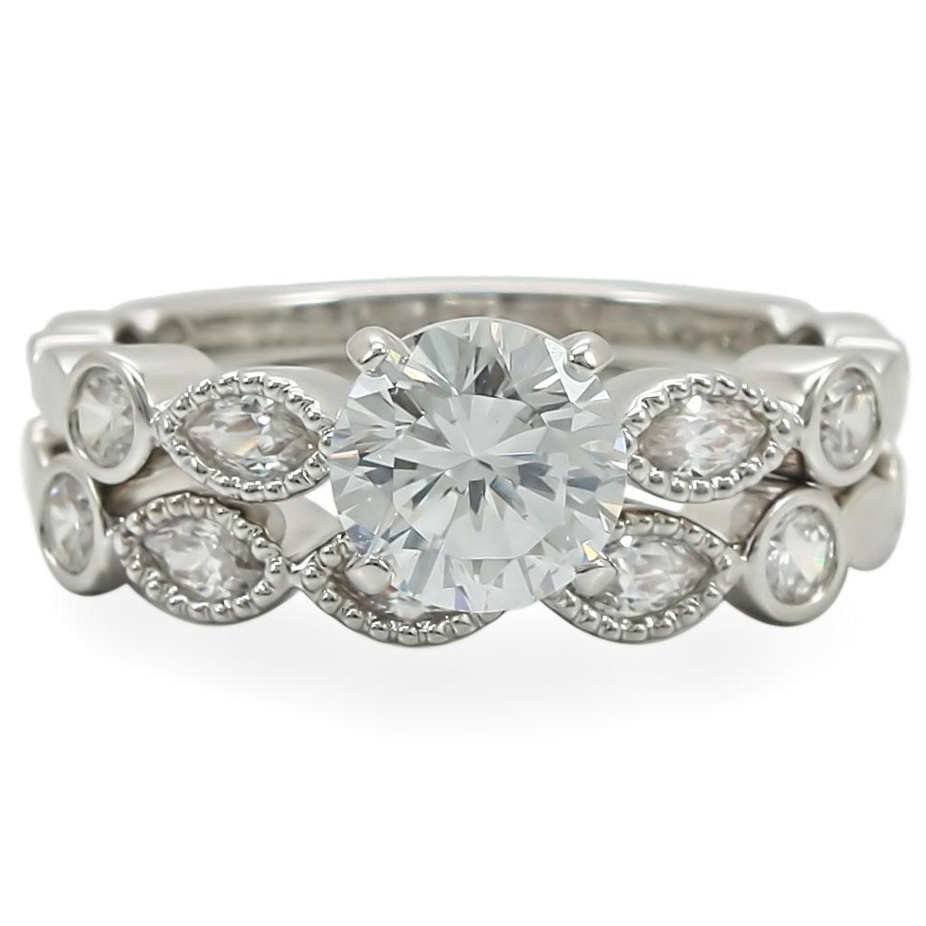 MA1W006 - Rhodium Brass Ring with AAA Grade CZ  in Clear