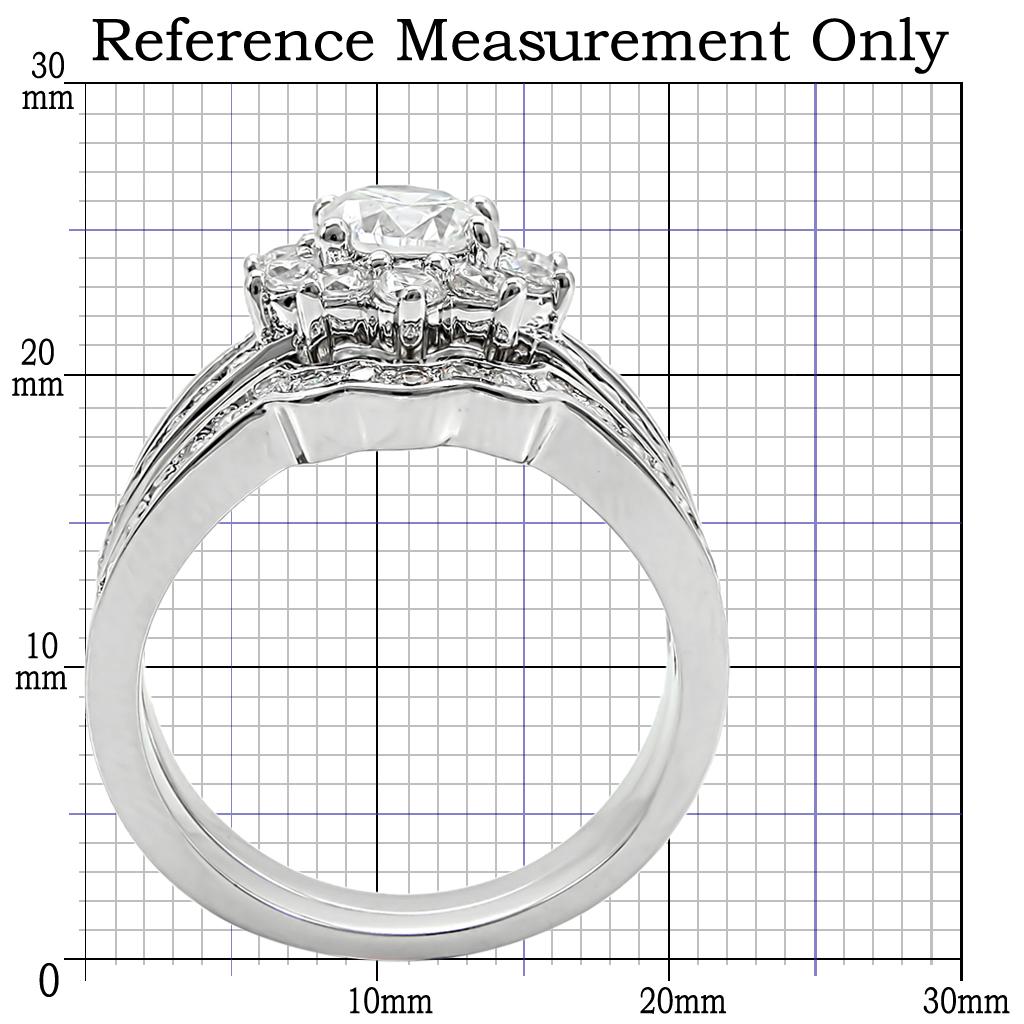 MA1W008 - Rhodium Brass Ring with AAA Grade CZ  in Clear