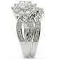 MA1W008 - Rhodium Brass Ring with AAA Grade CZ  in Clear