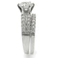 MA1W009 - Rhodium Brass Ring with AAA Grade CZ  in Clear