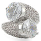 MA1W015 - Rhodium Brass Ring with AAA Grade CZ  in Clear