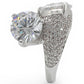 MA1W015 - Rhodium Brass Ring with AAA Grade CZ  in Clear