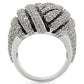 MA1W016 - Rhodium Brass Ring with AAA Grade CZ  in Clear
