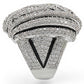 MA1W016 - Rhodium Brass Ring with AAA Grade CZ  in Clear