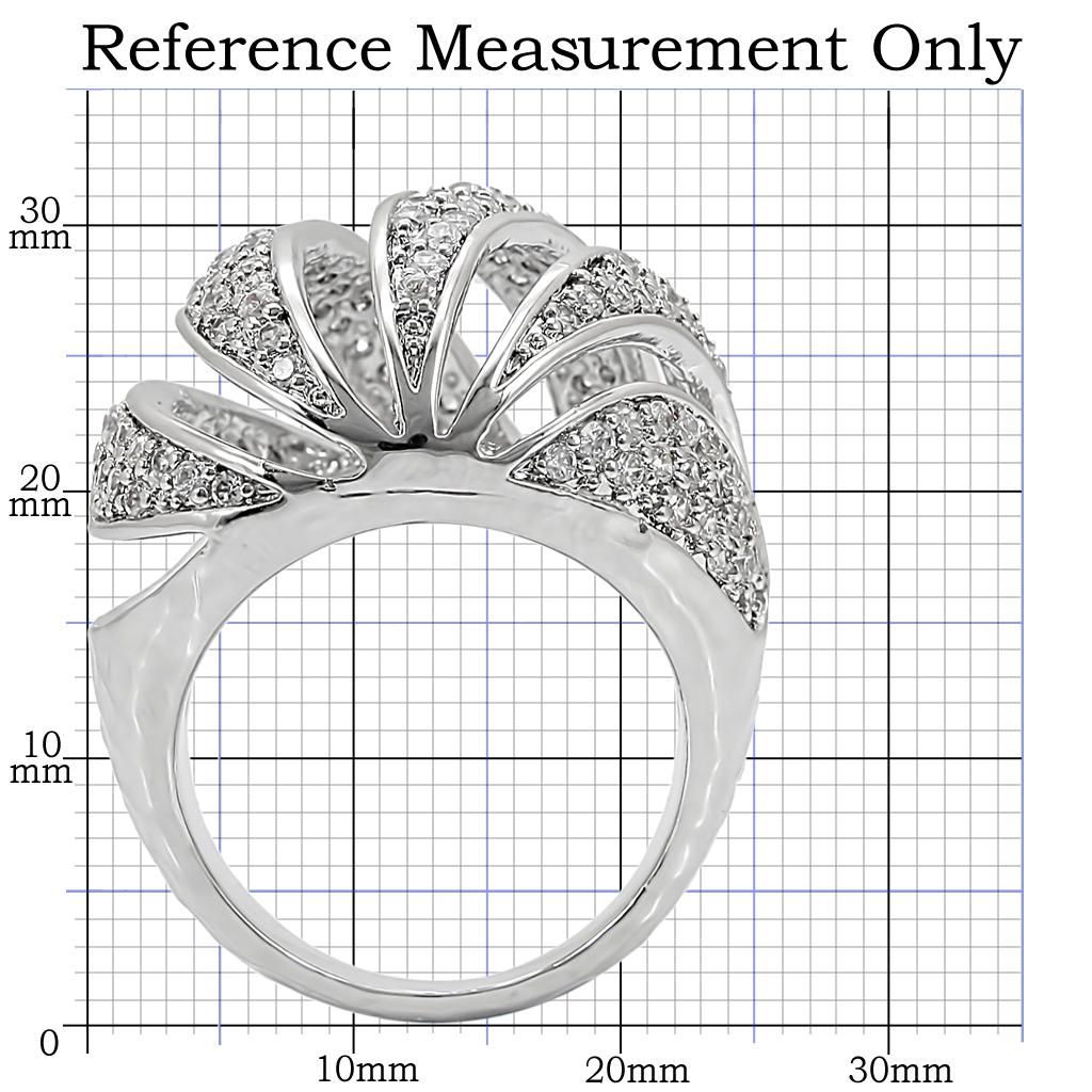 MA1W019 - Rhodium Brass Ring with AAA Grade CZ  in Clear