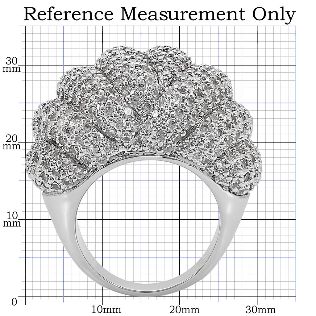 MA1W020 - Rhodium Brass Ring with AAA Grade CZ  in Clear