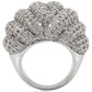 MA1W020 - Rhodium Brass Ring with AAA Grade CZ  in Clear