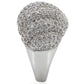 MA1W020 - Rhodium Brass Ring with AAA Grade CZ  in Clear