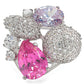 MA1W021 - Rhodium Brass Ring with AAA Grade CZ  in Multi Color