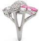 MA1W021 - Rhodium Brass Ring with AAA Grade CZ  in Multi Color
