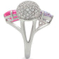 MA1W021 - Rhodium Brass Ring with AAA Grade CZ  in Multi Color