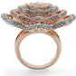 MA1W023 - Rose Gold + Rhodium Brass Ring with Top Grade Crystal  in Clear