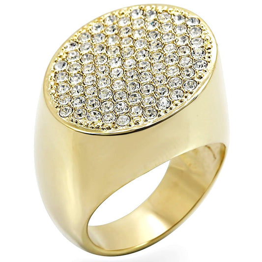MA1W034 - Gold Brass Ring with Top Grade Crystal  in Clear