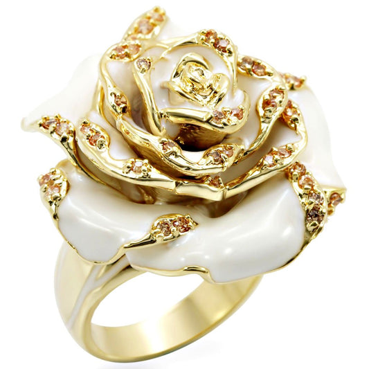 MA1W040 - Gold Brass Ring with AAA Grade CZ  in Champagne