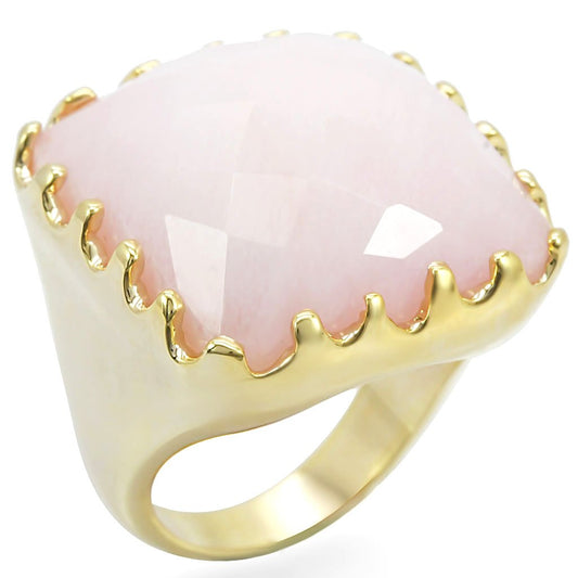 MA1W041 - Gold Brass Ring with Synthetic Jade in Rose