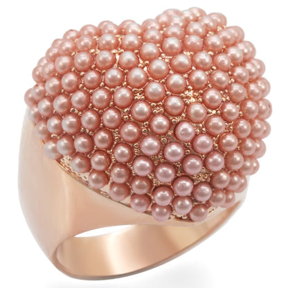 MA1W059 - Rose Gold Brass Ring with Synthetic Pearl in Rose