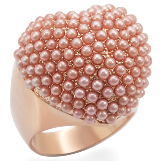 MA1W059 - Rose Gold Brass Ring with Synthetic Pearl in Rose