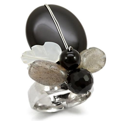 MALOA594 - Antique Tone Brass Ring with Assorted  in Multi Color