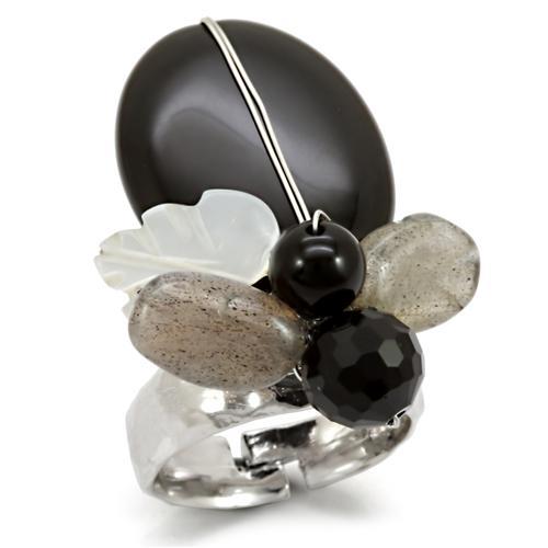 MALOA594 - Antique Tone Brass Ring with Assorted  in Multi Color